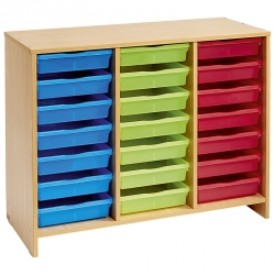 Meuble bas 21 bacs multicolores - Teinte Hêtre