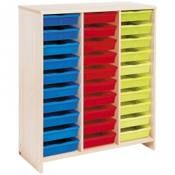 Meuble haut 30 bacs multicolores - Teinte Bouleau